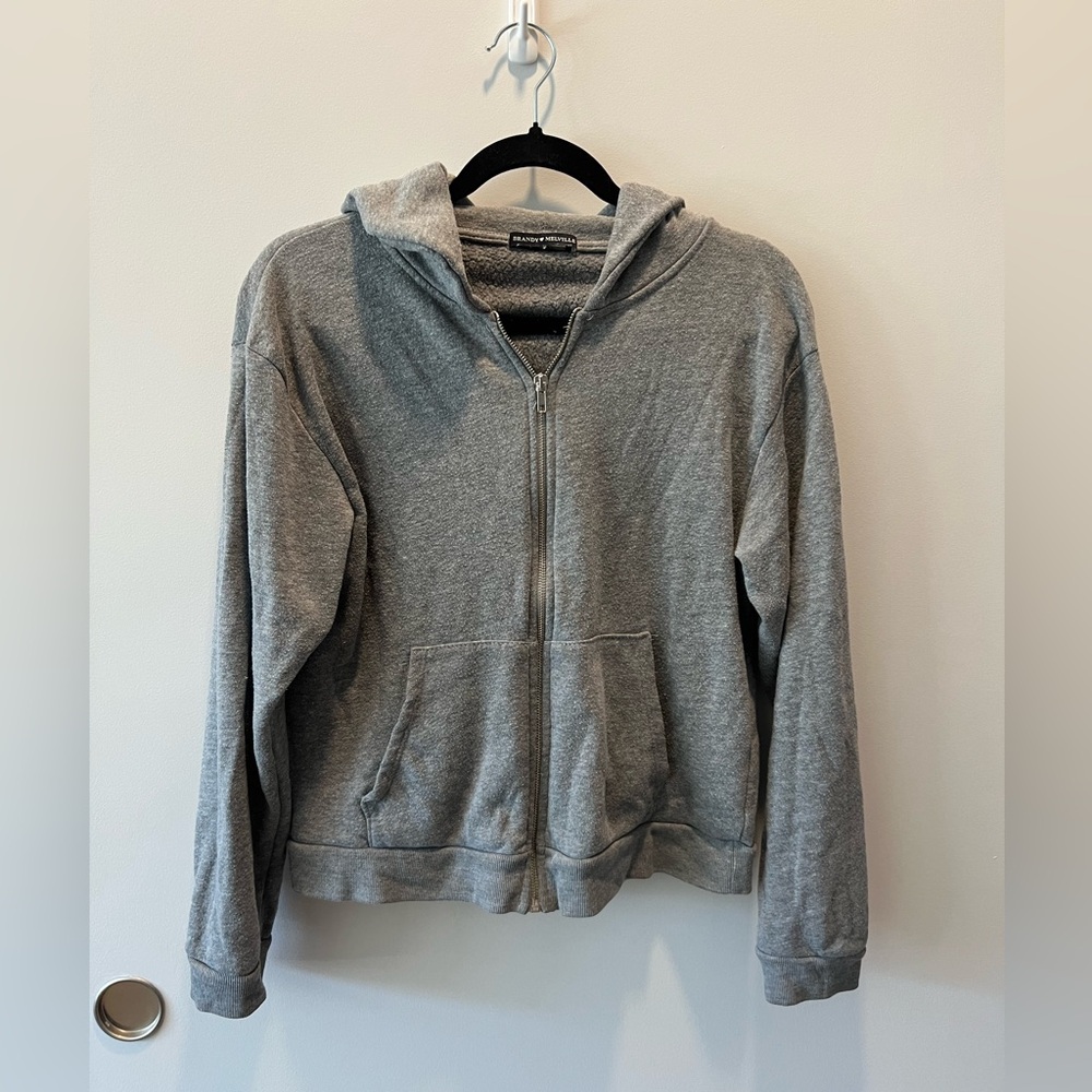 Brandy Melville Grey Zip Up Hoodie
